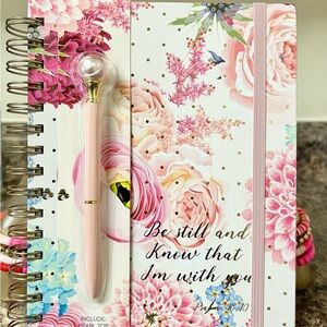 Floral Notebook and Pen - Set Be Still and Now I am with You